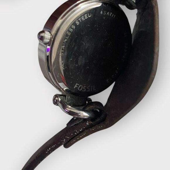 Fossil Georgia ES3060 Womens Brown Leather Analog Dial Quartz Wrist Watch - Picture 4 of 8